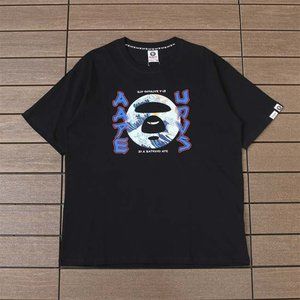 AAPE Monkey Head Wave Print Logo T-Shirt - Black Short Sleeve